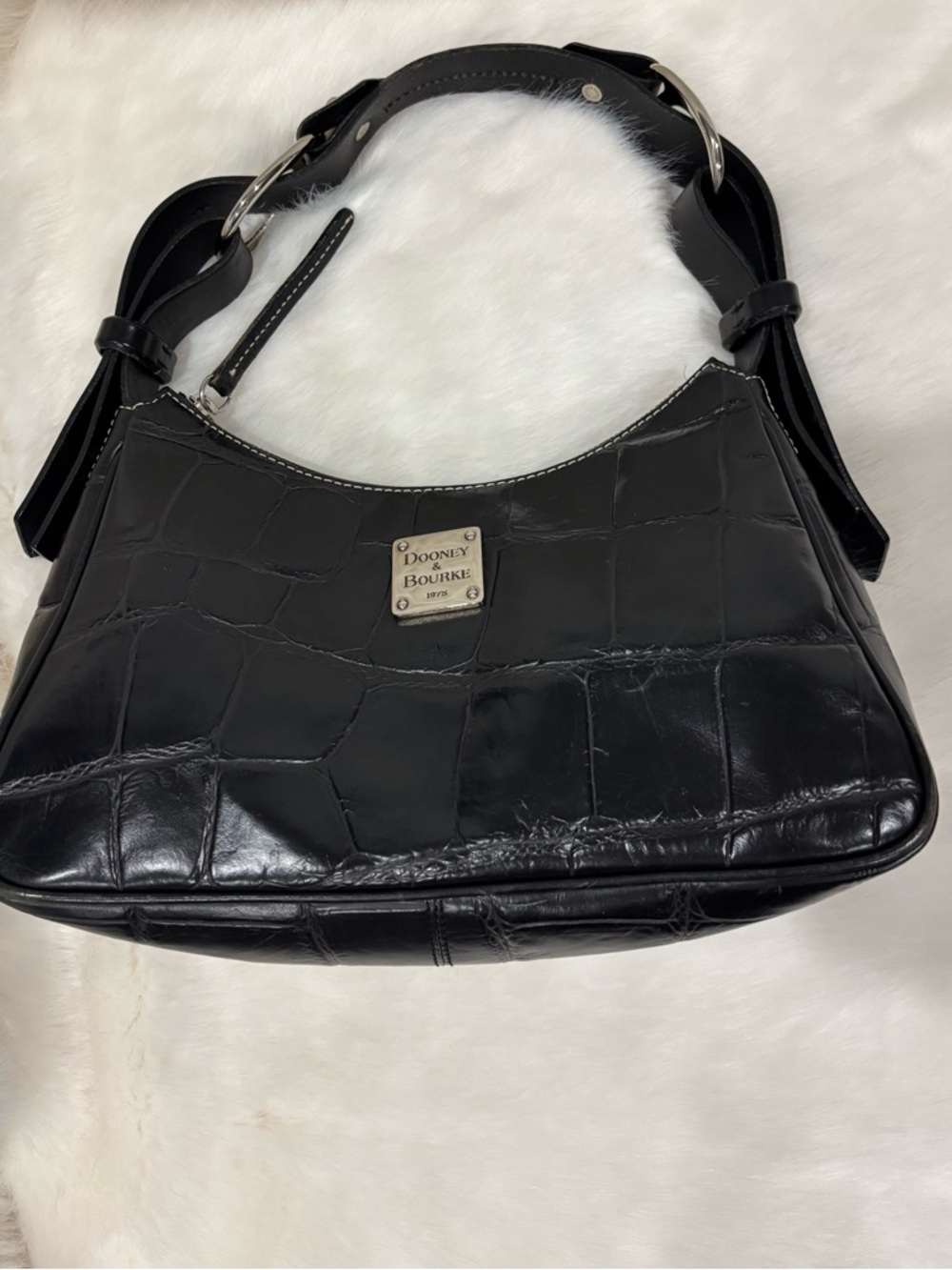 Dooney & Bourke Black Croc-Embossed Shoulder Bag